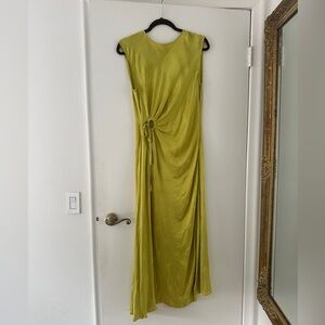 House of Harlow Elegant Satin Slip Green Sleeveless Dress
